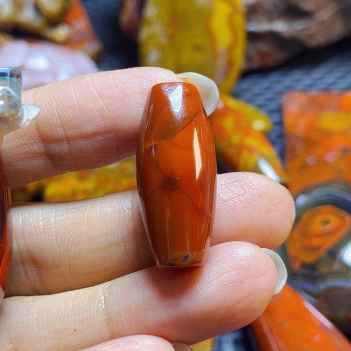 玛瑙/玉髓战国红吊坠未镶嵌龙*阁