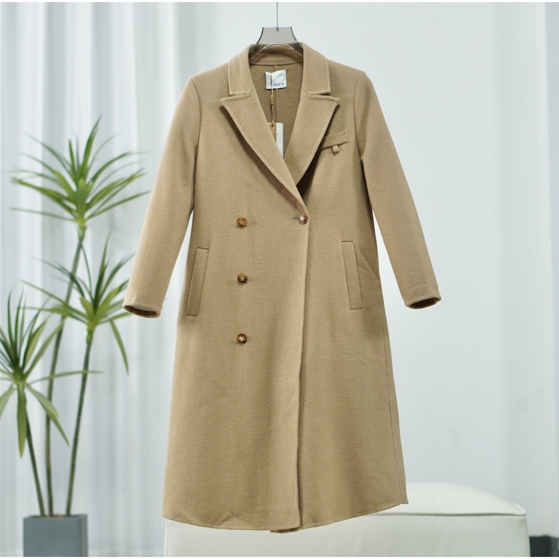 【诗M】S762-5  女装秋冬长款宽松双面毛呢大衣驼色2598163