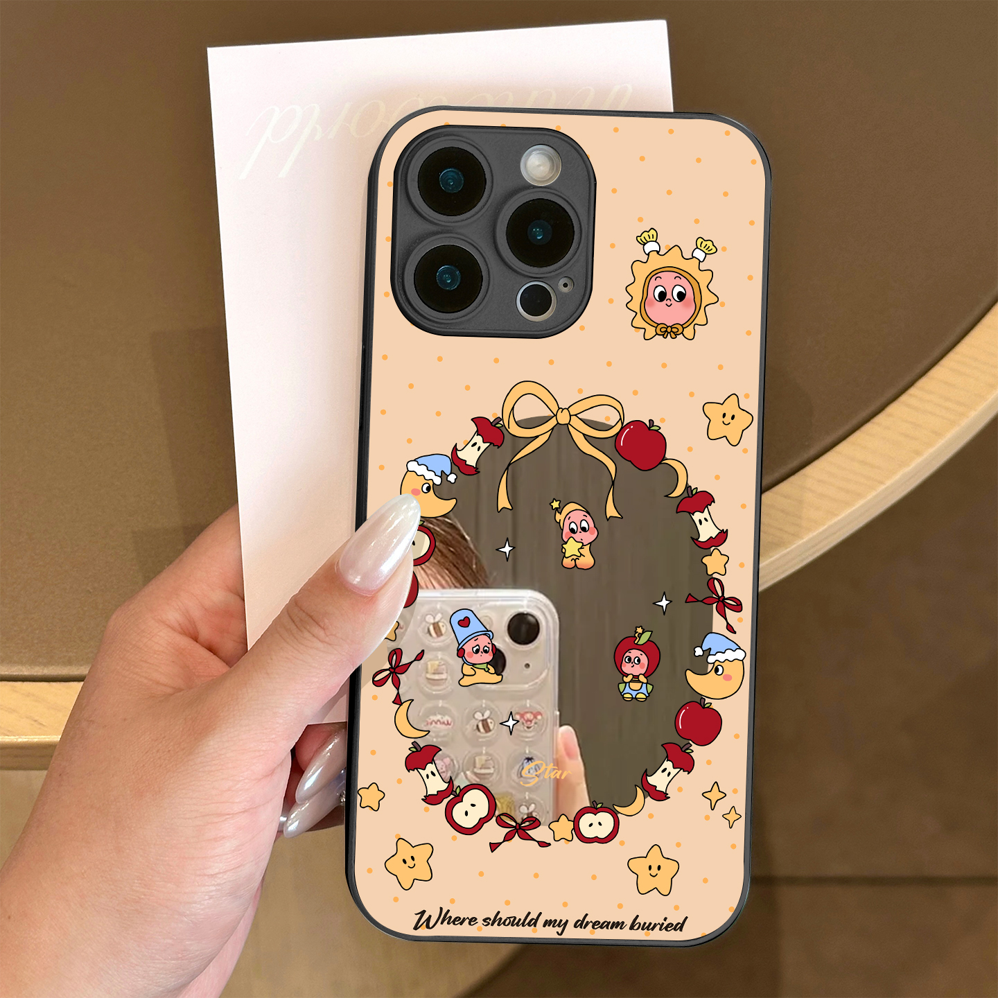 【苹果/华为/荣耀/OPPO/vivo/小米】苹果星星小人适用镜面女手机壳