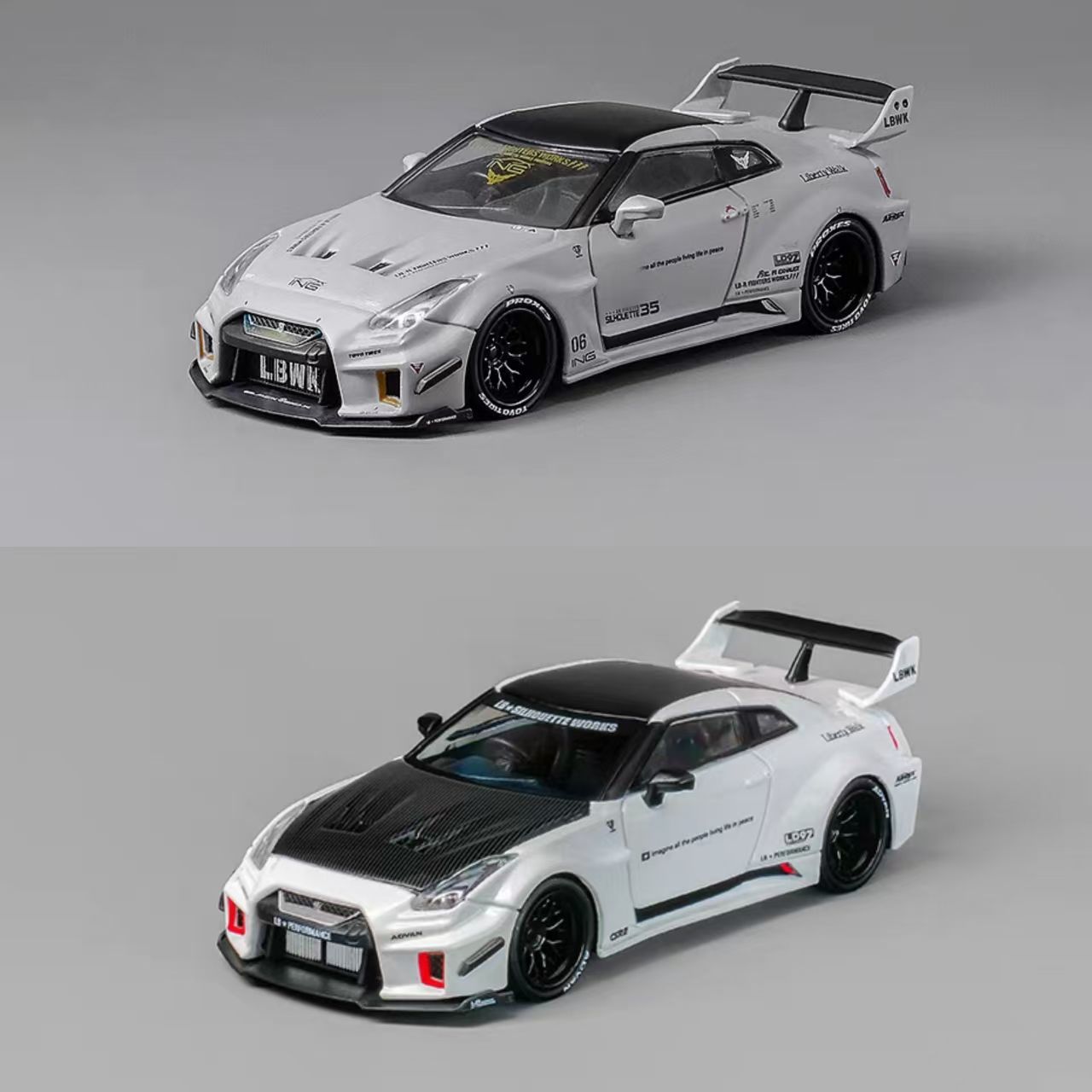 CM Model 1:64 日产 gtr R35 RR 战斗灰 lb宽体 合金汽车模型