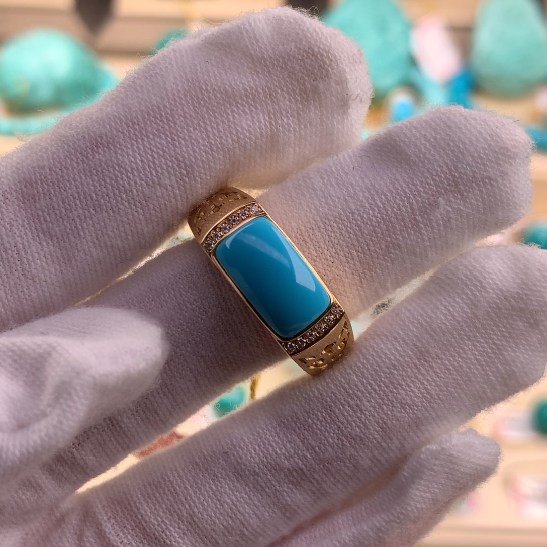 绿松石珠宝奇石18K金镶嵌