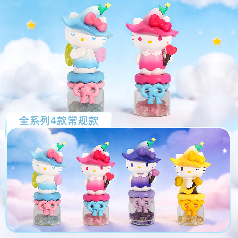 名创优品三丽鸥家族系列精灵花语水晶许愿瓶盲盒-Hello Kitty
