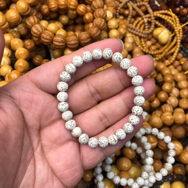 AAA正圆星月菩提小单圈文玩佛珠男女款8mm顺白星月菩提子