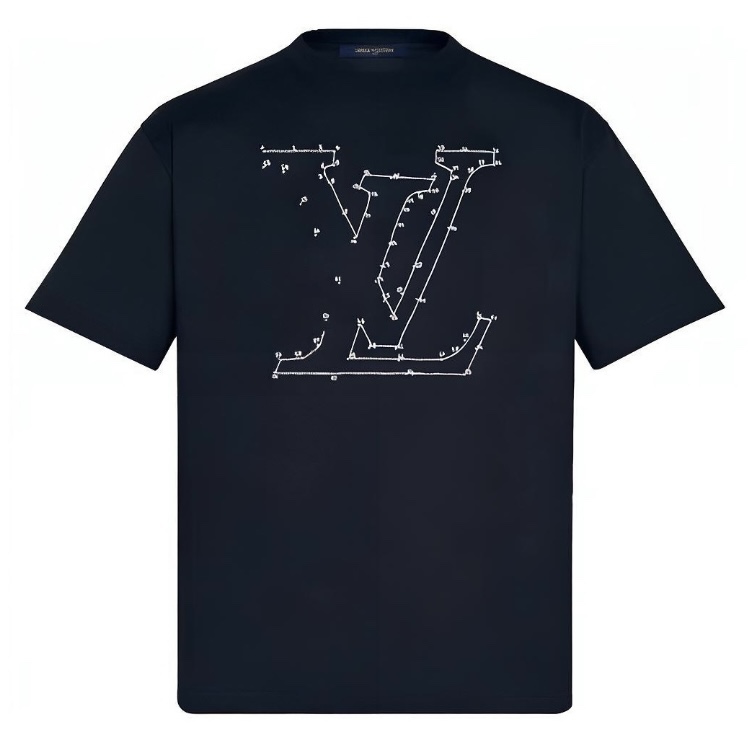 全新未使用 LouisVuitton/路易威登 LV刺绣数字logo圆领短袖蓝色