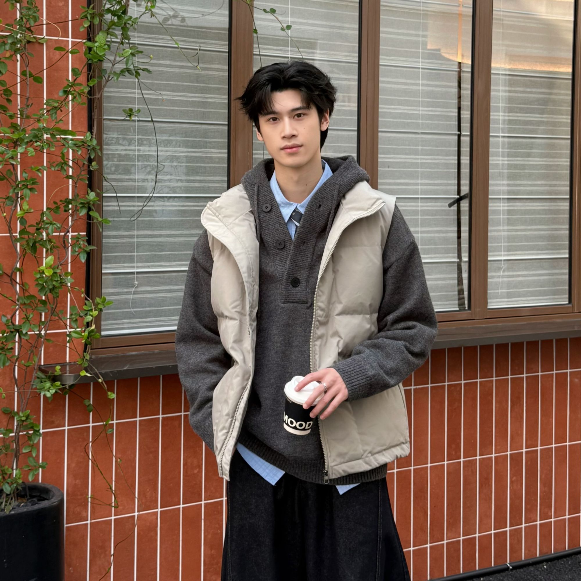 纯色百搭外套男女同款棉服冬背心宽松马夹百搭坎肩