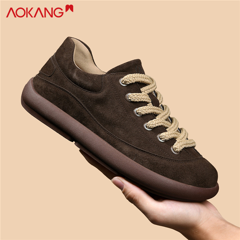 奥康旗舰官方正品休闲勃肯鞋大头鞋男2025冬季新款复古宽楦德训鞋