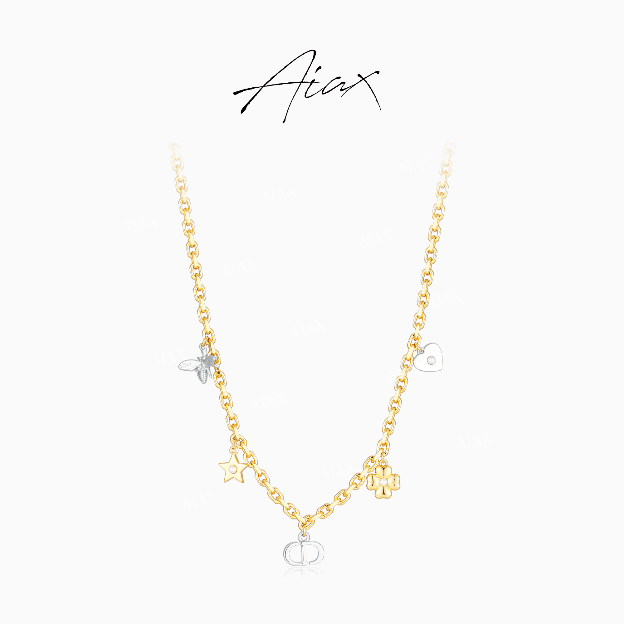 AIAX【CD】 双十一轻奢双色交错轻奢风星形小蜜蜂项链TSJ7829