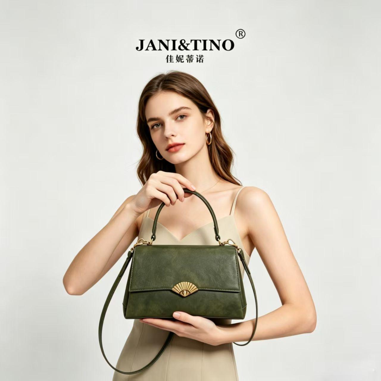 JANITINO/佳妮蒂诺当季新款洋气轻奢时尚女士单肩斜挎包4962绿
