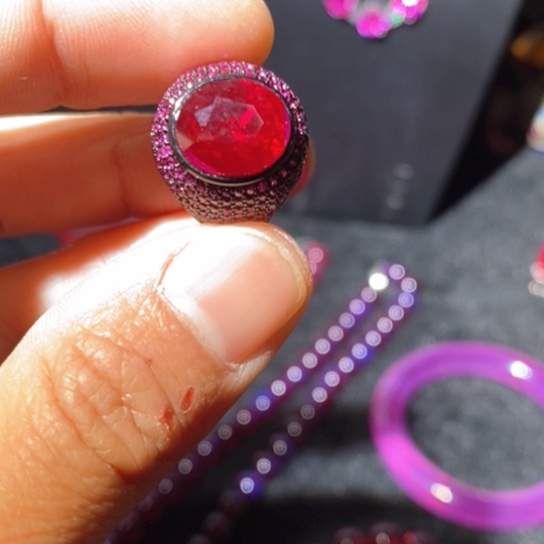 红宝石戒指银S925镶嵌