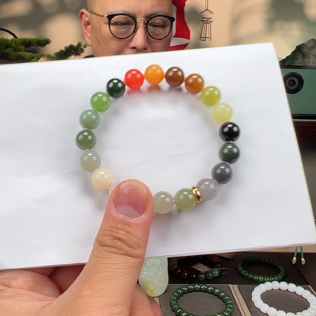 和田玉未镶嵌手链卡10mm多宝藏物