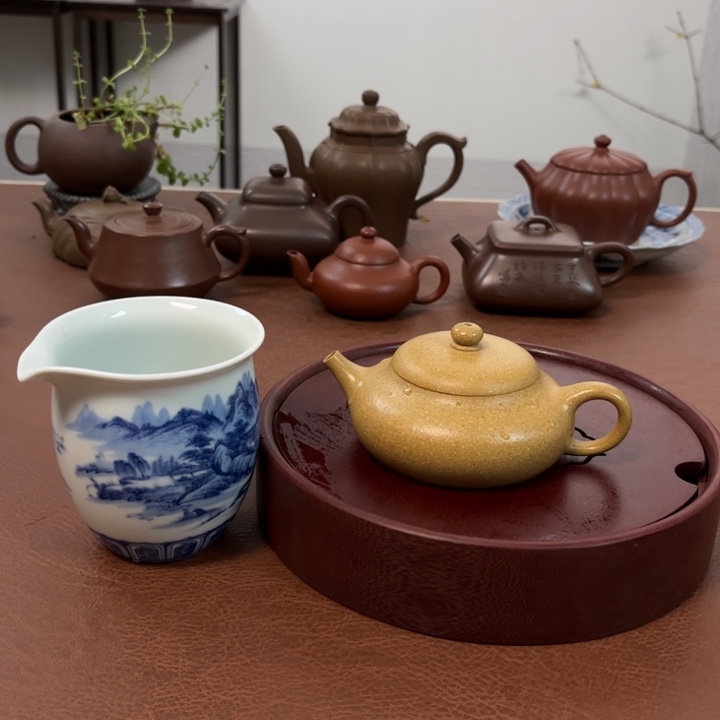 紫砂茶壶黄金段半手壶