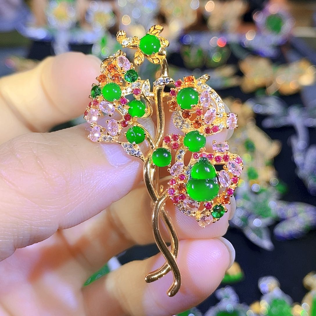 吊坠(不含链)银S925镶嵌翡翠