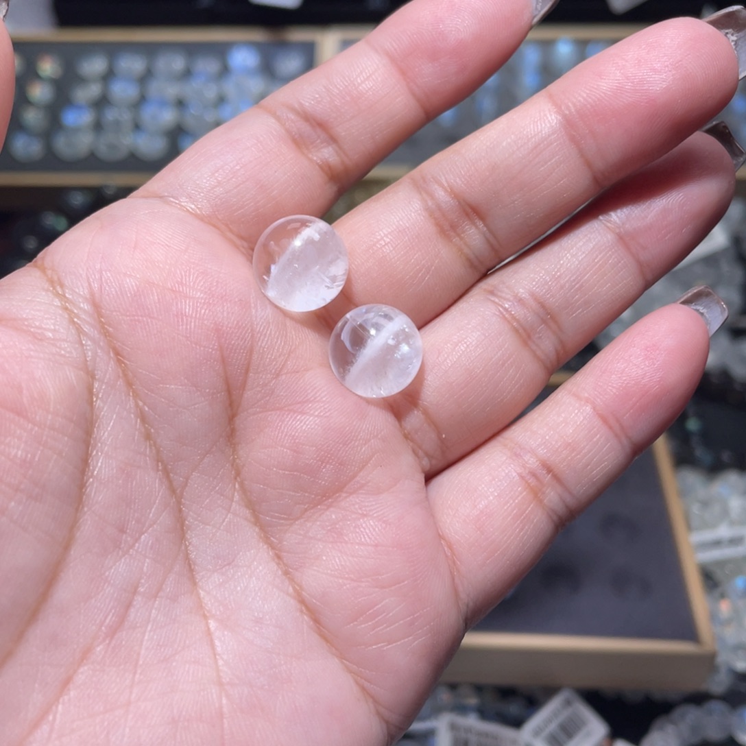 噜***-手链未镶嵌水晶彩虹白幽灵单珠直径12m2颗