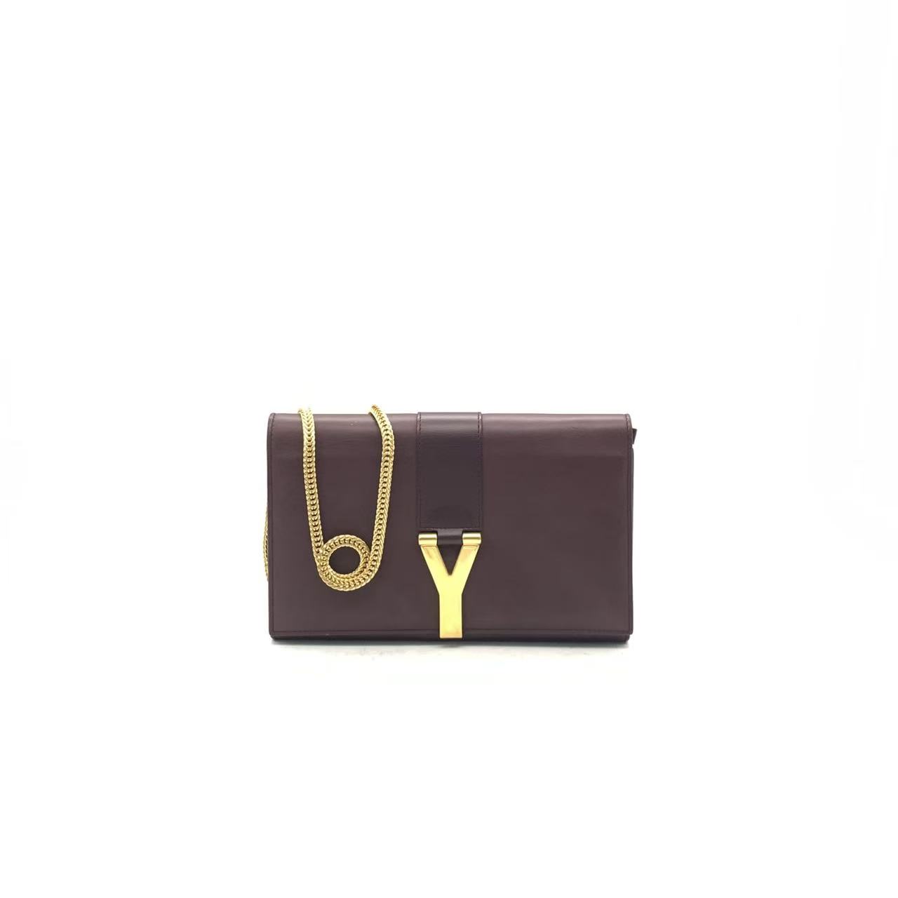 95新 YSL/圣罗兰 【安则专属】酒红色woc链条包