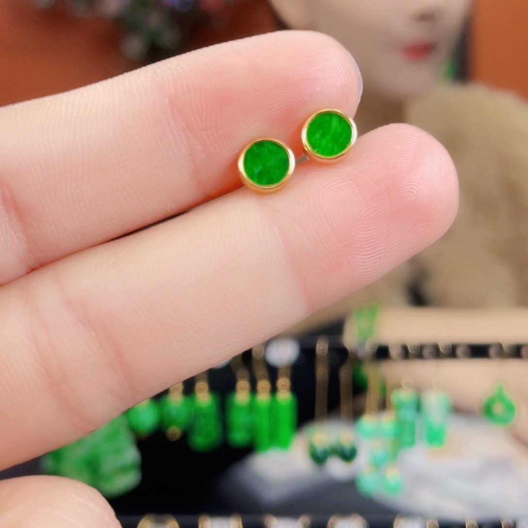 翡翠银S925镶嵌耳饰