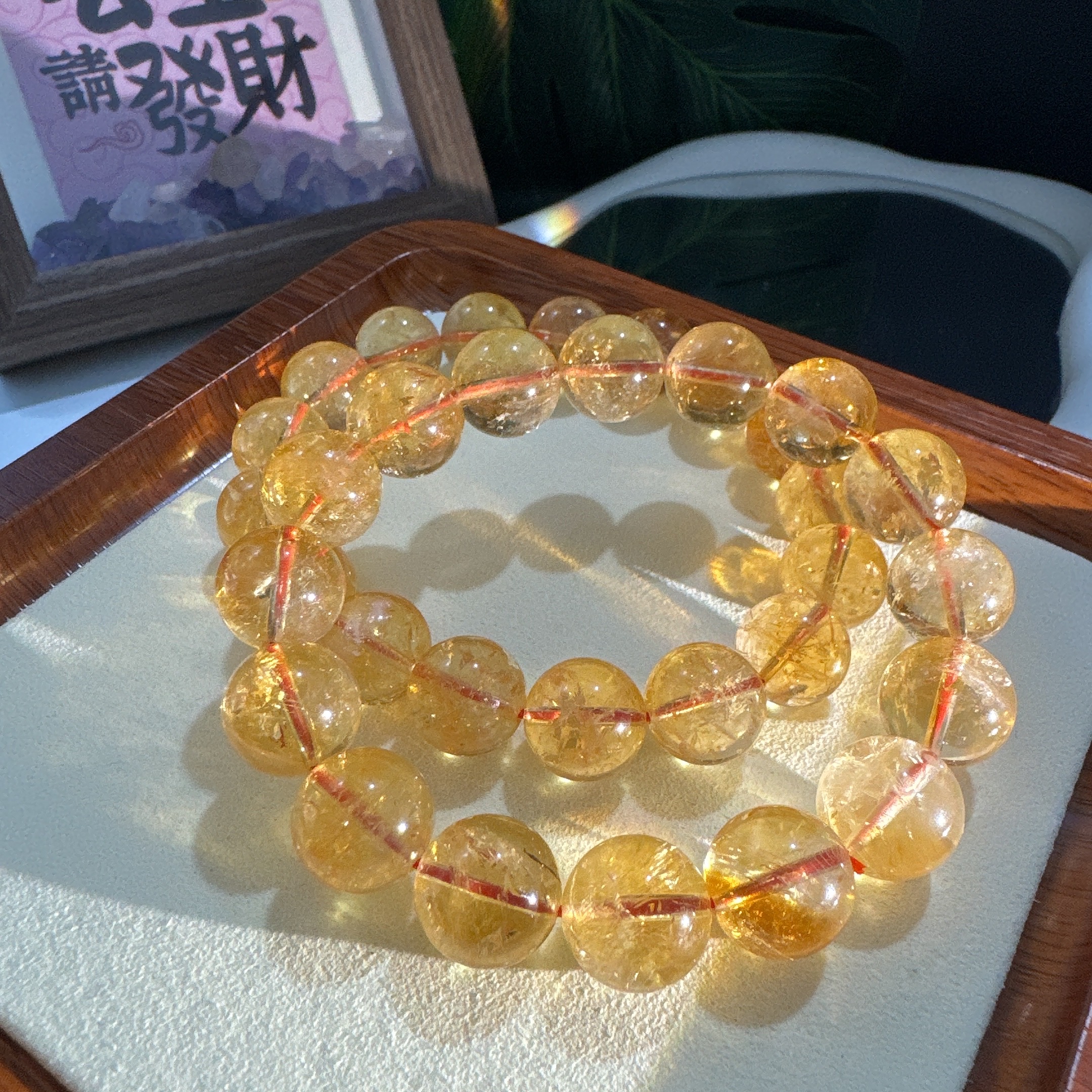 s579天然巴西暴力黄水晶 黄阿塞 单圈手串 多样性发一件