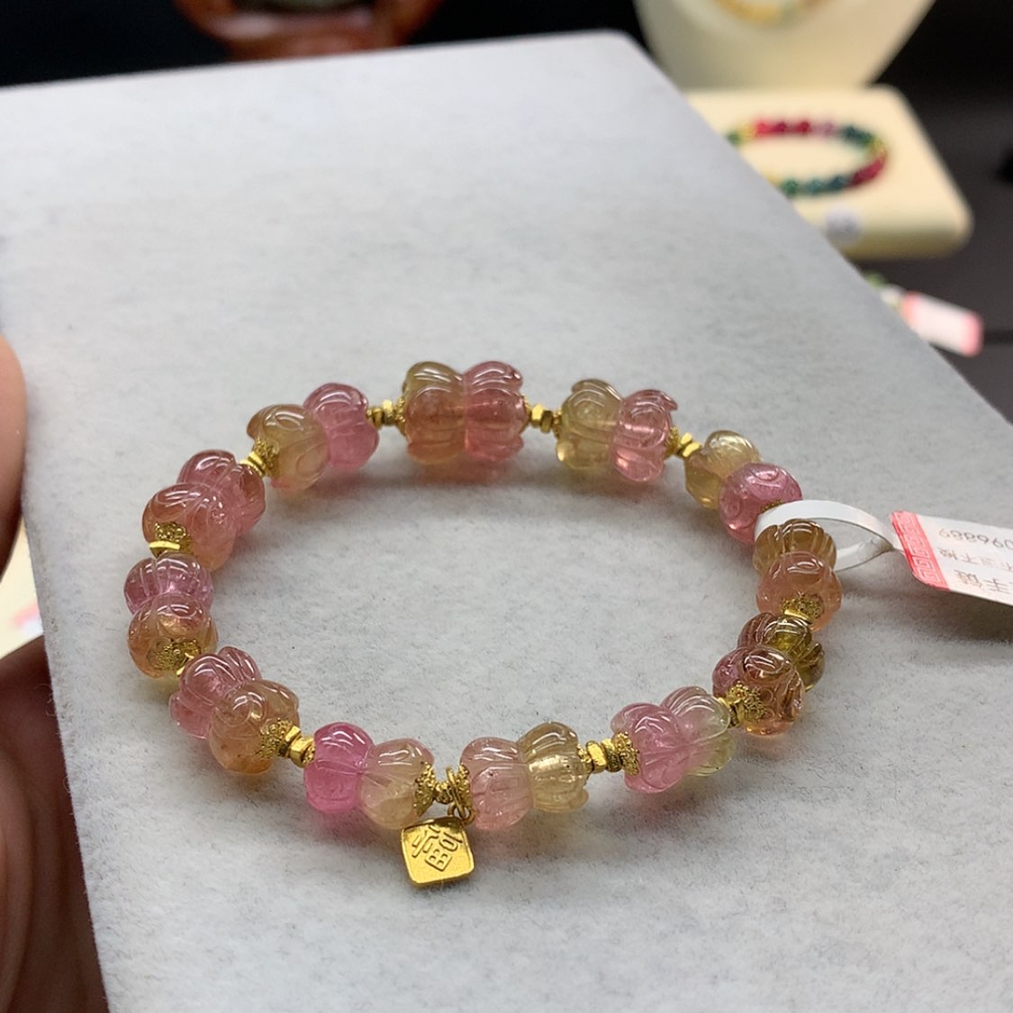 【闪购商品】未镶嵌手链碧玺西瓜莲花单圈