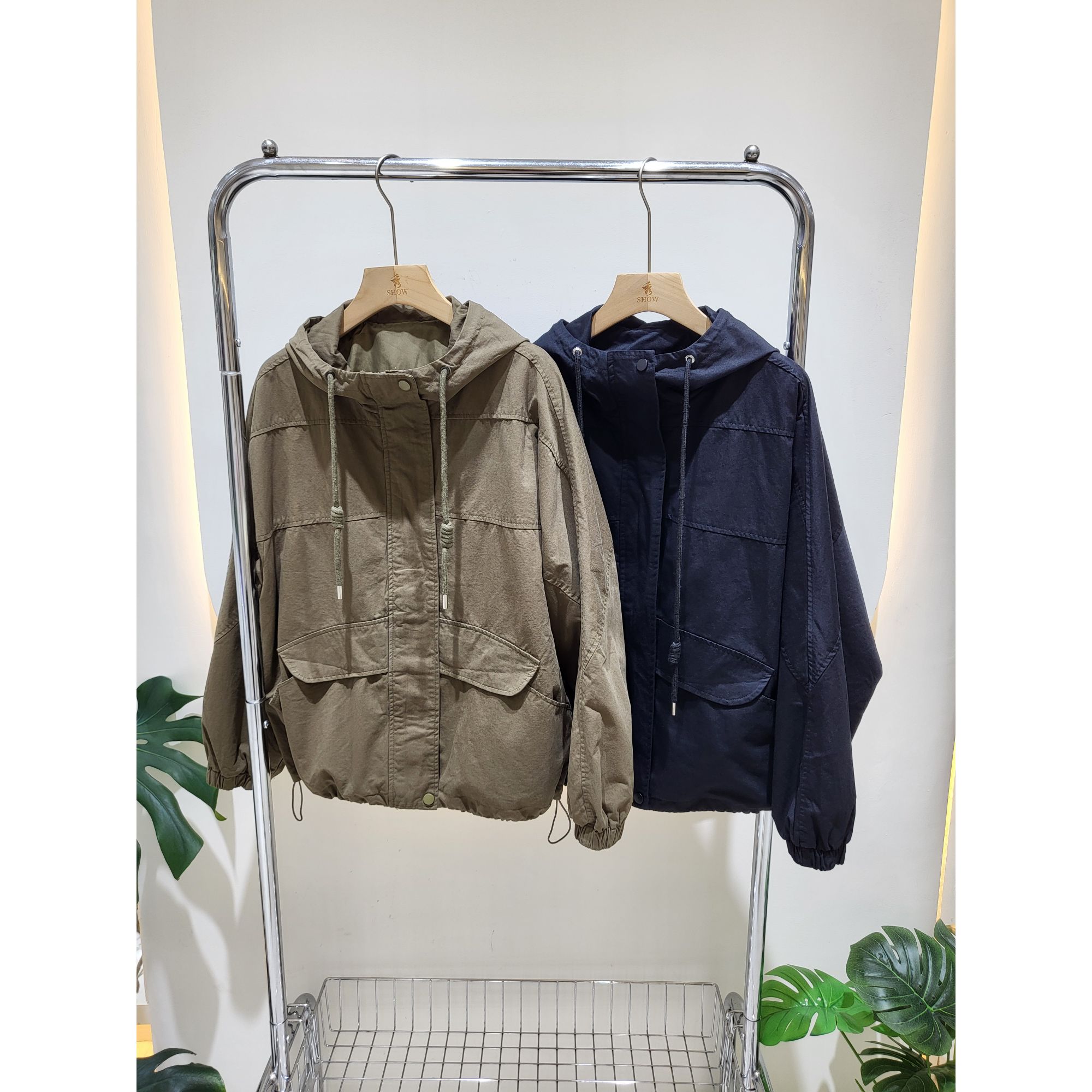 ⭐洗水⭐纯色拼接休闲外套