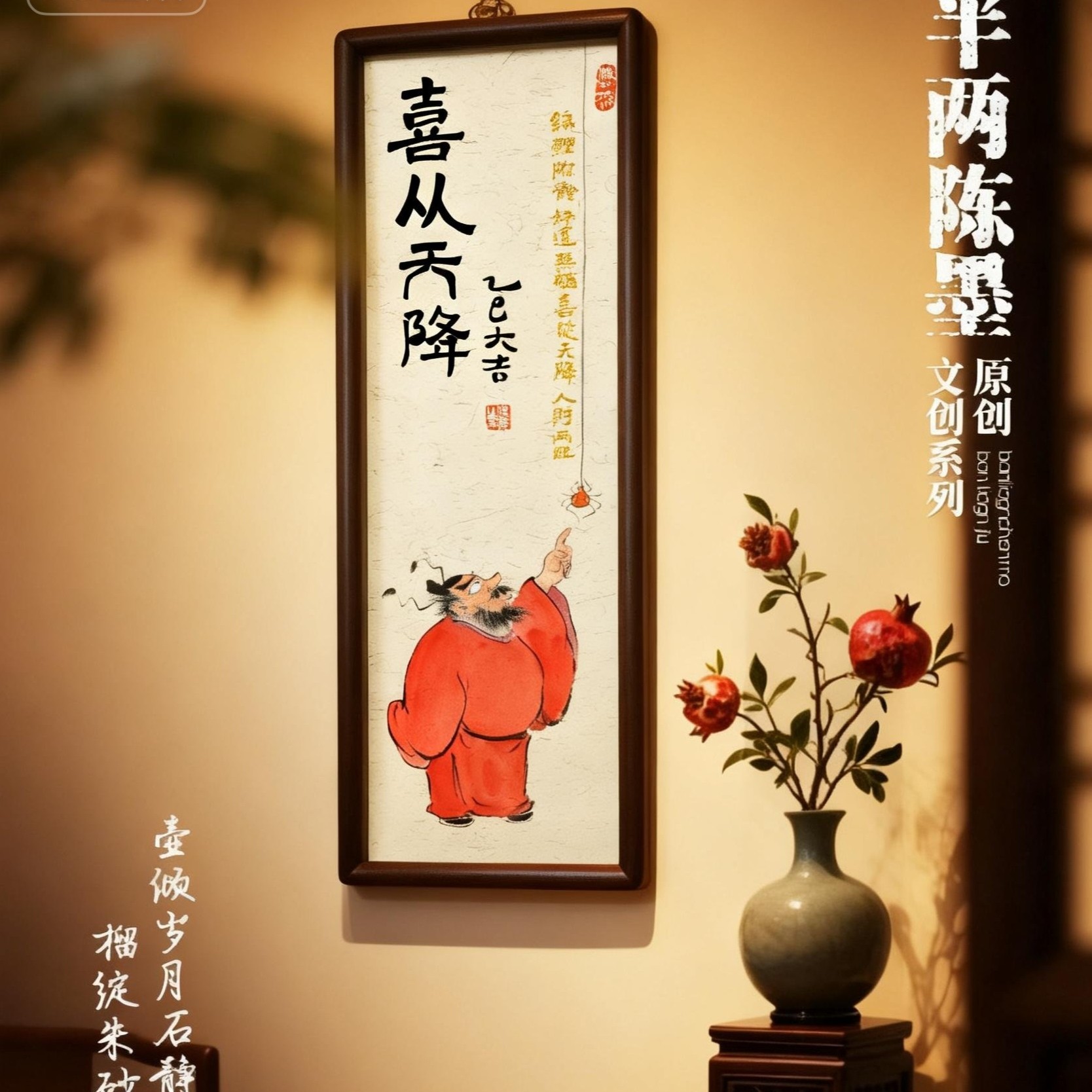 创意系列——客厅卧室办公家居实木框吉祥如意装饰画挂画摆件