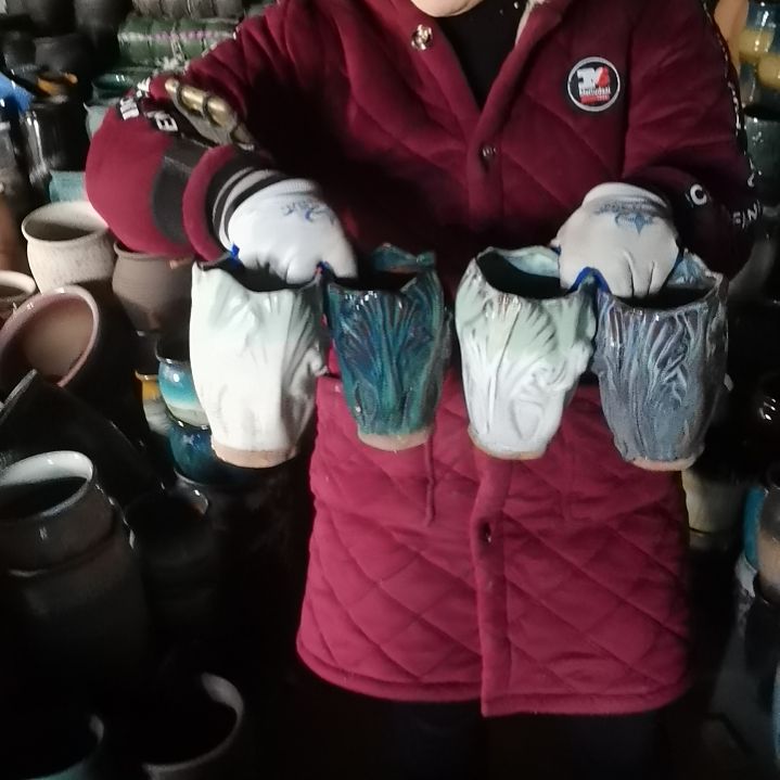 红陶口9高15瑕疵颜随机四个盆