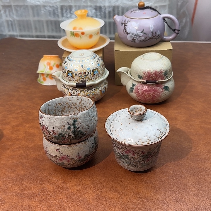 颜瓷闪购商品代替链接松竹梅盖碗+两只主人杯