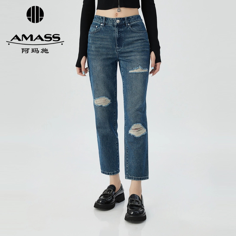 AMASS/阿玛施新款时髦个性女装专柜正品休闲牛仔九分裤子 5100533