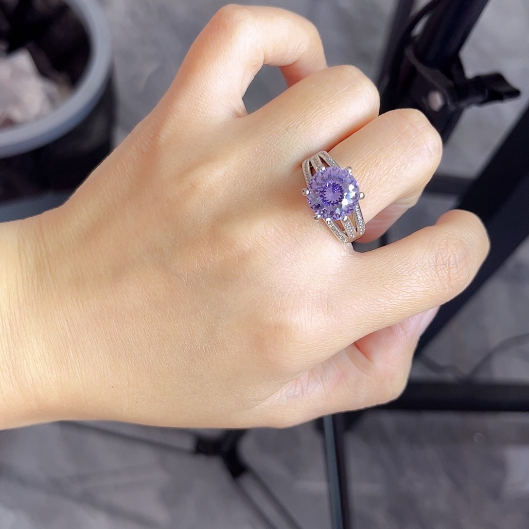 戒指蓝宝石银S925镶嵌