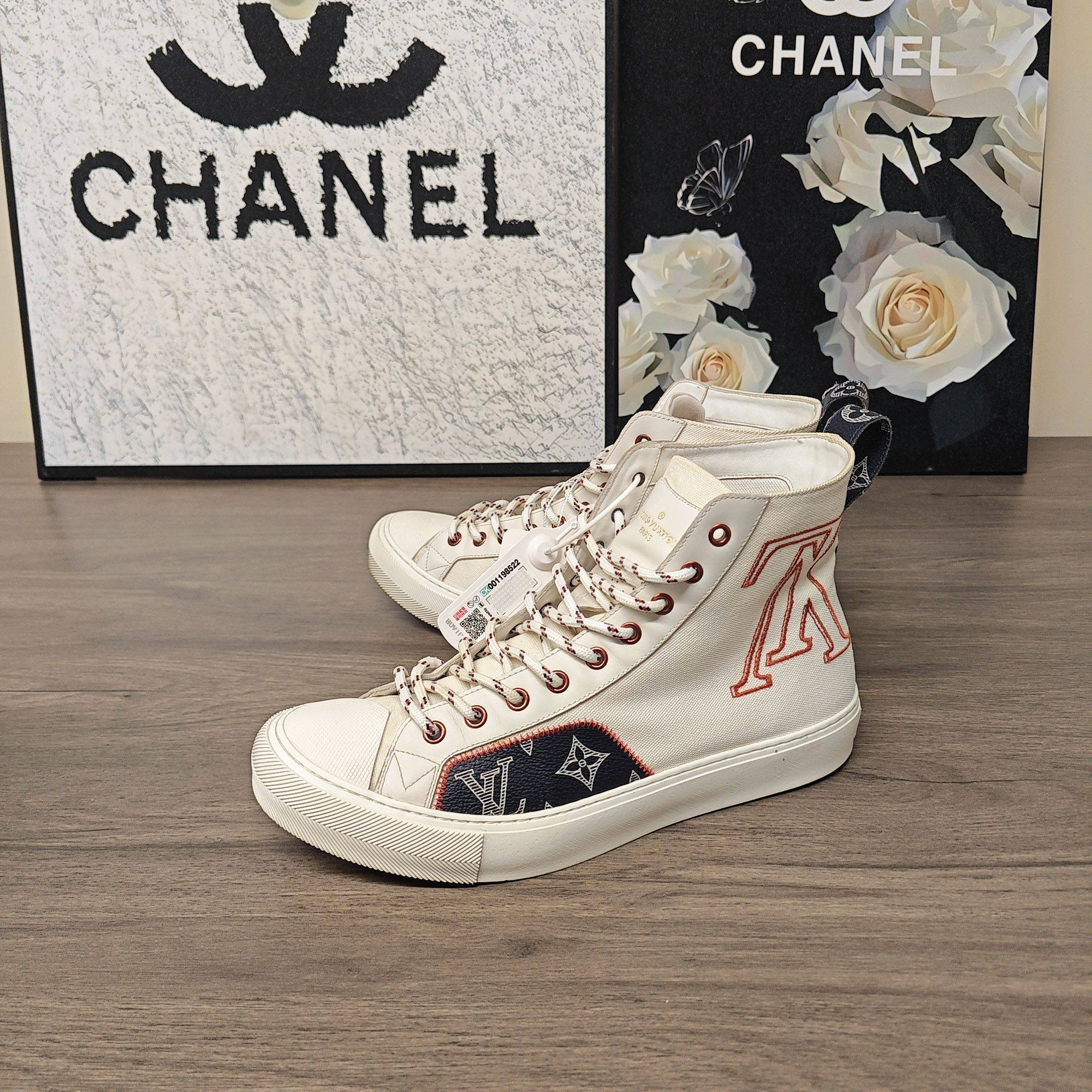 95新 LouisVuitton/路易威登 字母倒置高帮板鞋41码98新公价8700