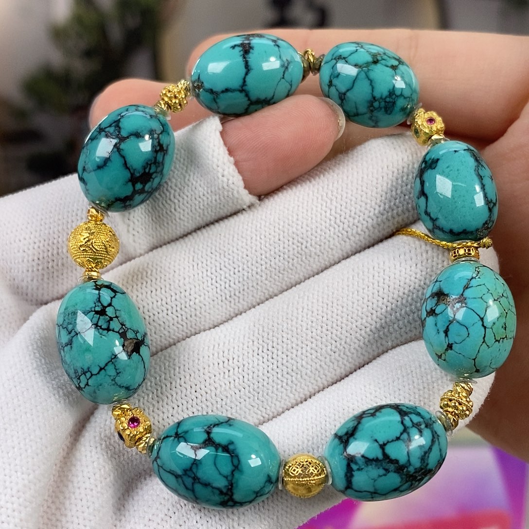 绿松石18K金镶嵌珠宝奇石