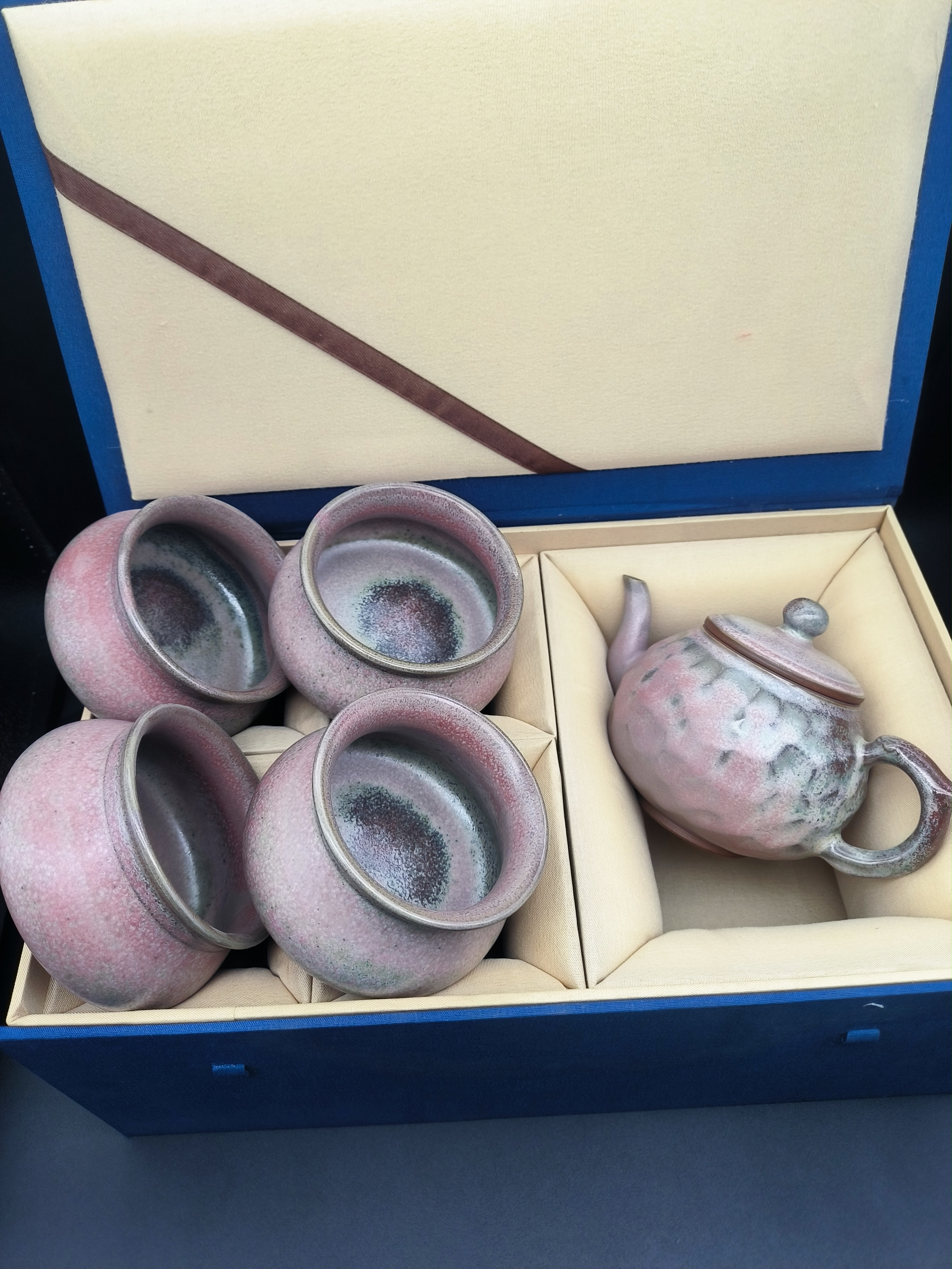 钧瓷茶具套装，全手工手拉坯制作