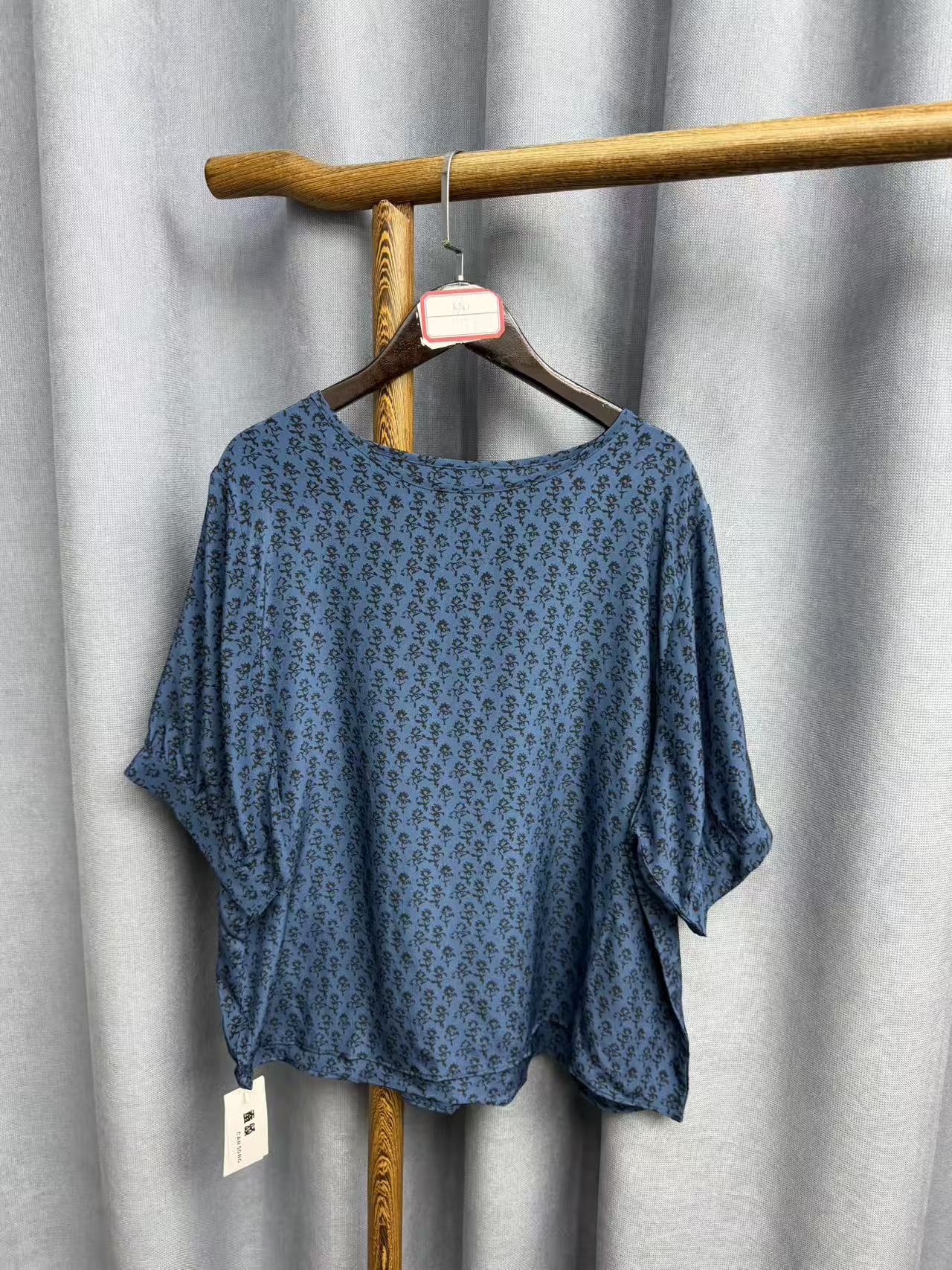 夏季新款气质时尚百搭桑蚕丝短袖T恤女k731