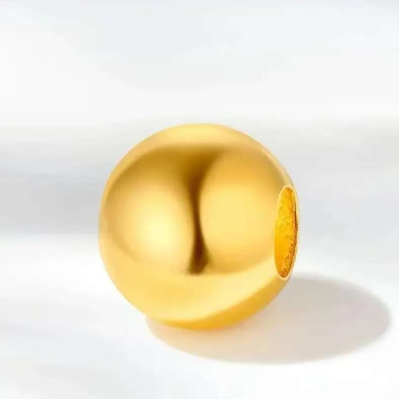 精美足金3mm小金珠纯diy抖音质检（拍10颗赠链）i