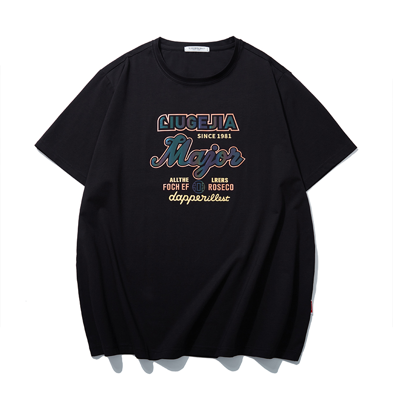 LIUGEJIA/六个加潮牌大码男装七彩夏季宽松T恤八色T6318痞帅短袖