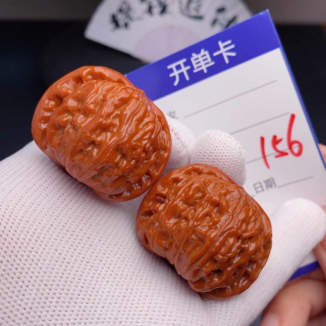 把件文玩核桃38球白156