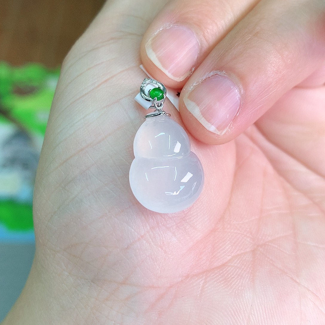 翡翠颈饰18K金镶嵌高冰葫芦18*14*5.9