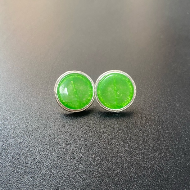 铜合金合成锆石耳饰 TTSD 绿色圆形简约款耳饰 1280