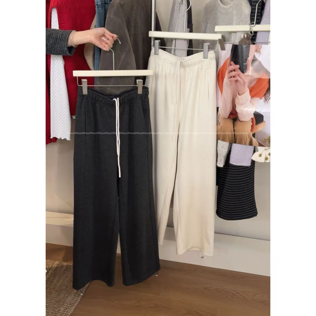 【mooi】'暮冬'秋冬新款韩版ins风小众设计感加厚休闲裤，