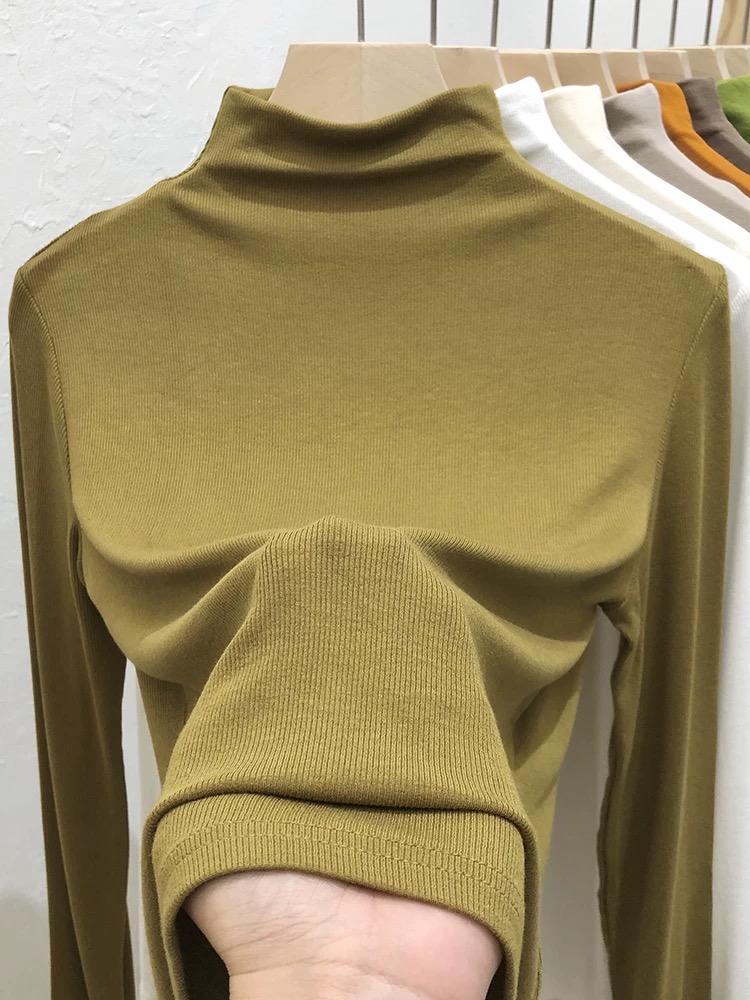 半高领打底衫女2025春秋季新款螺纹长袖t恤内搭上衣品牌正品高档