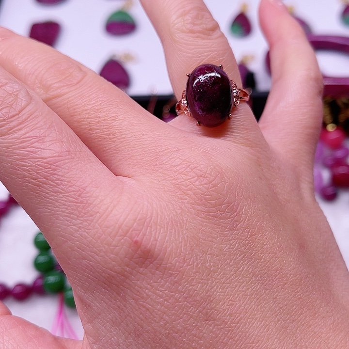 红宝石戒指银S925镶嵌