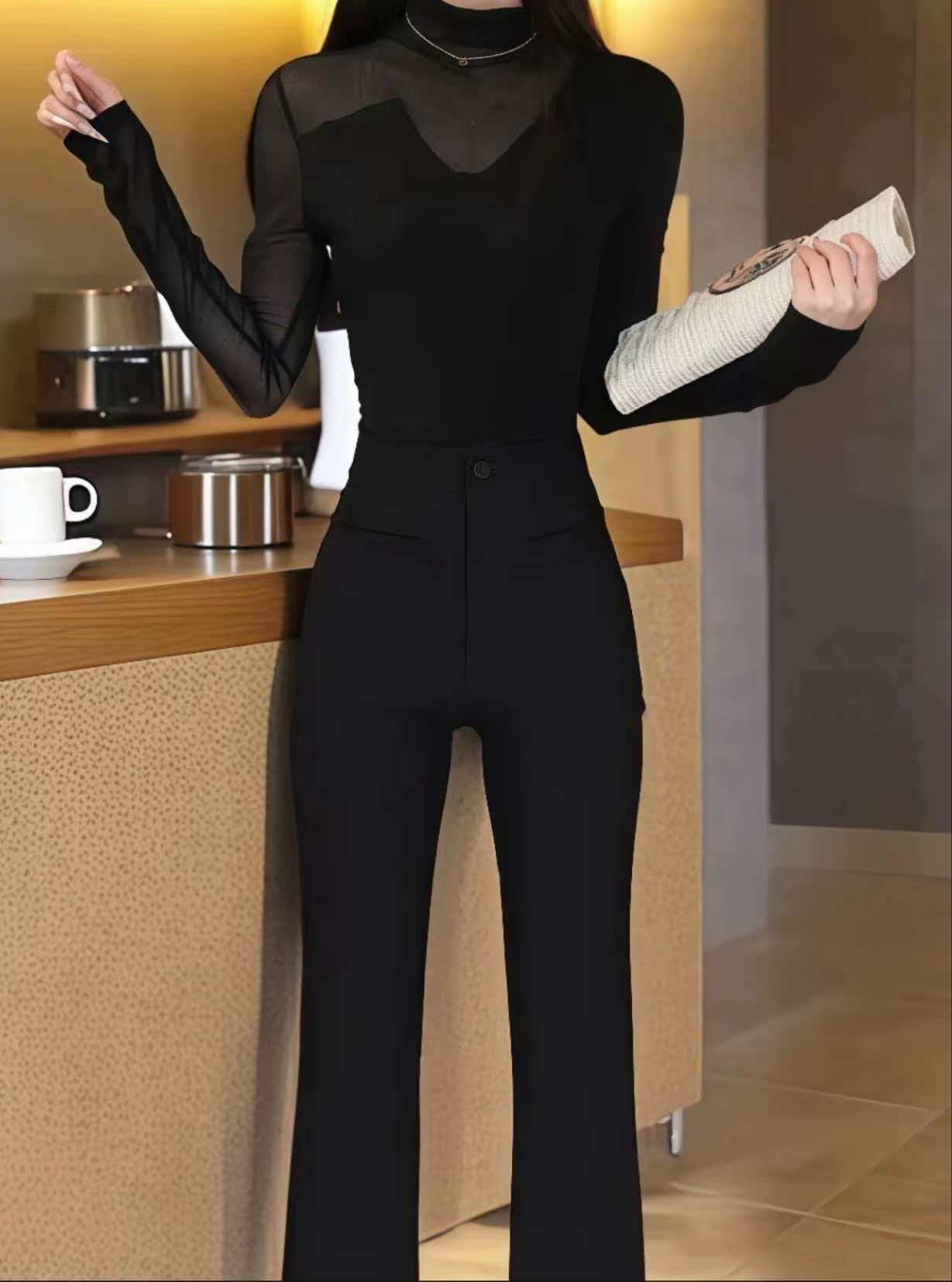 【年服西装裤+运费险】“Model腿精”黑色微喇西装裤显高显瘦显腿直