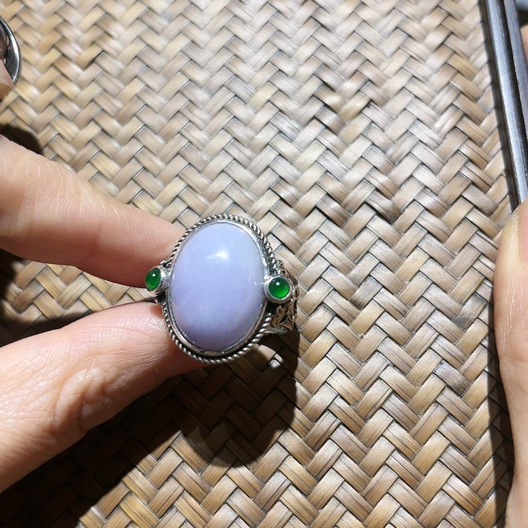 翡翠戒指银S925镶嵌个性十足时尚