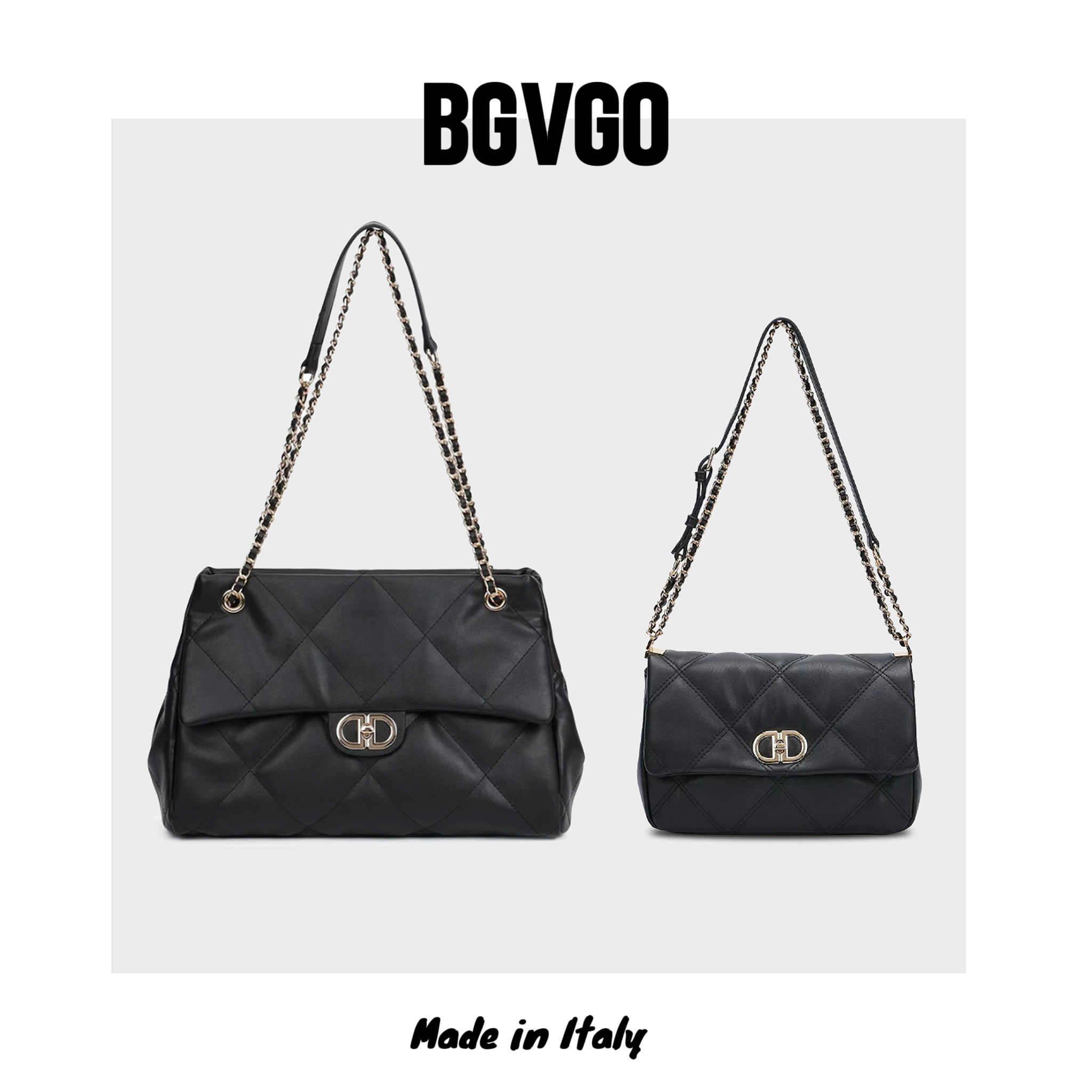 BGVGO/秋冬上新小香风百搭时尚气质复古单肩包菱格刺绣斜挎包