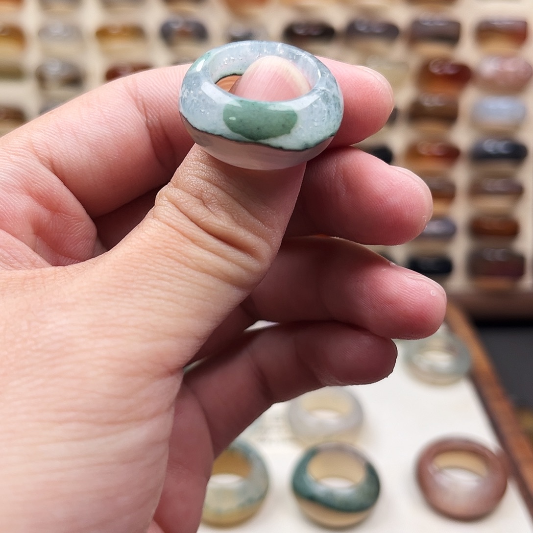 玛瑙/玉髓合金戒指13港13