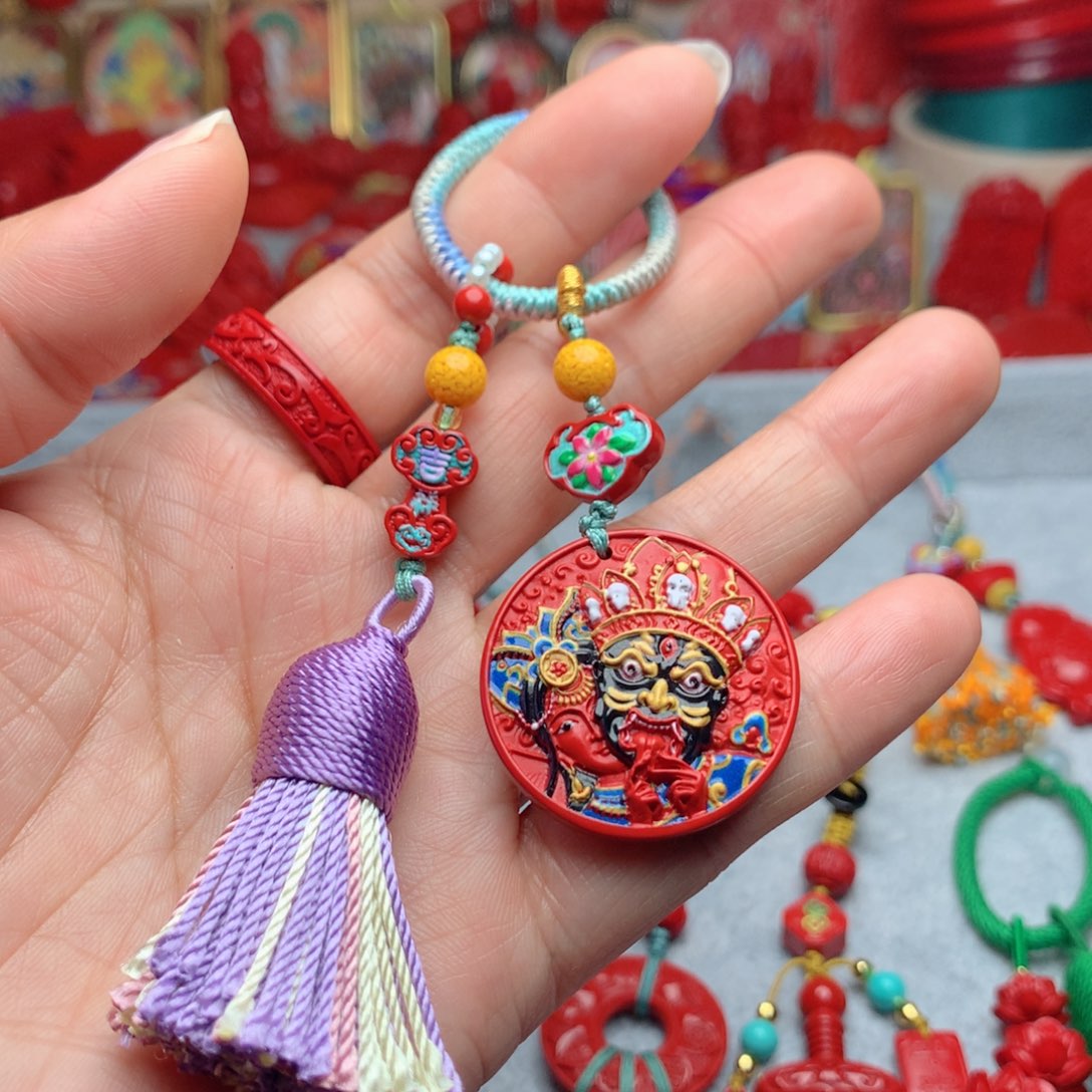 天然辰砂工艺品朱砂钥匙扣包包挂