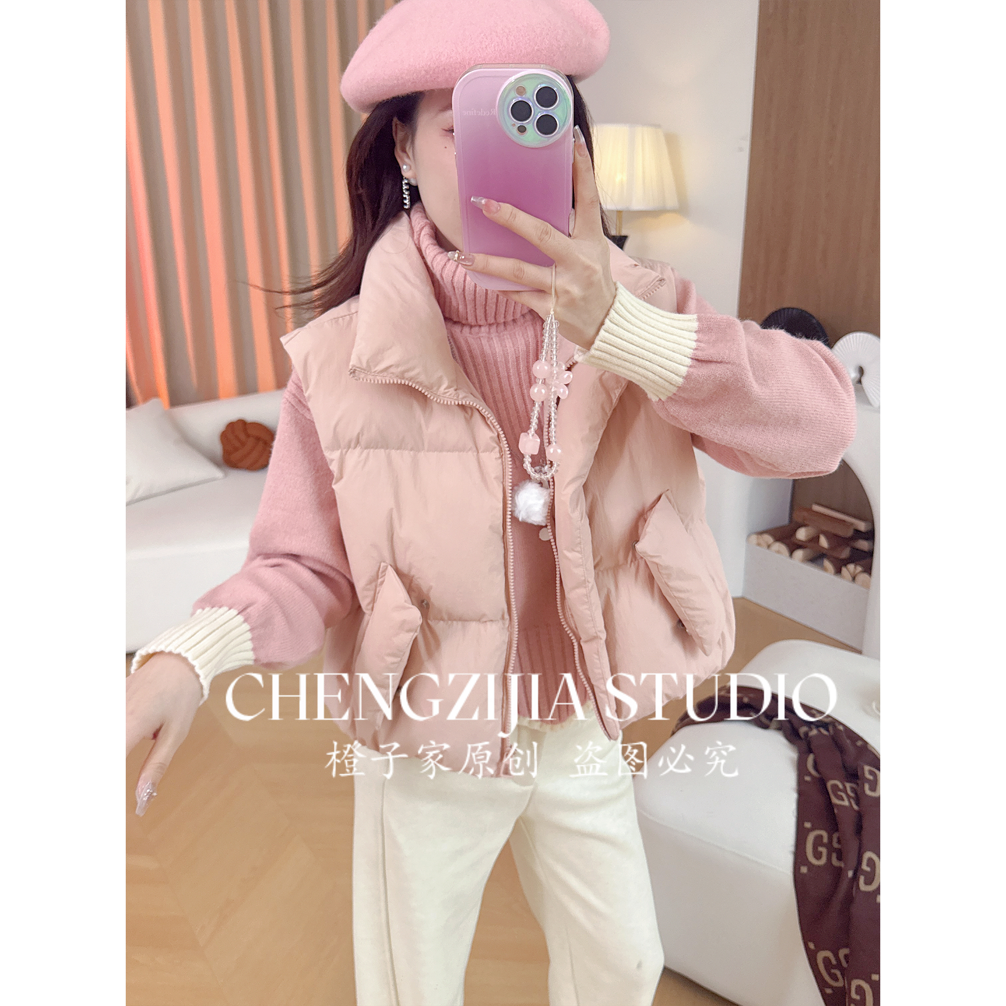 【裴诗婷】MJ00026羽绒保暖纯色百搭休闲马甲05