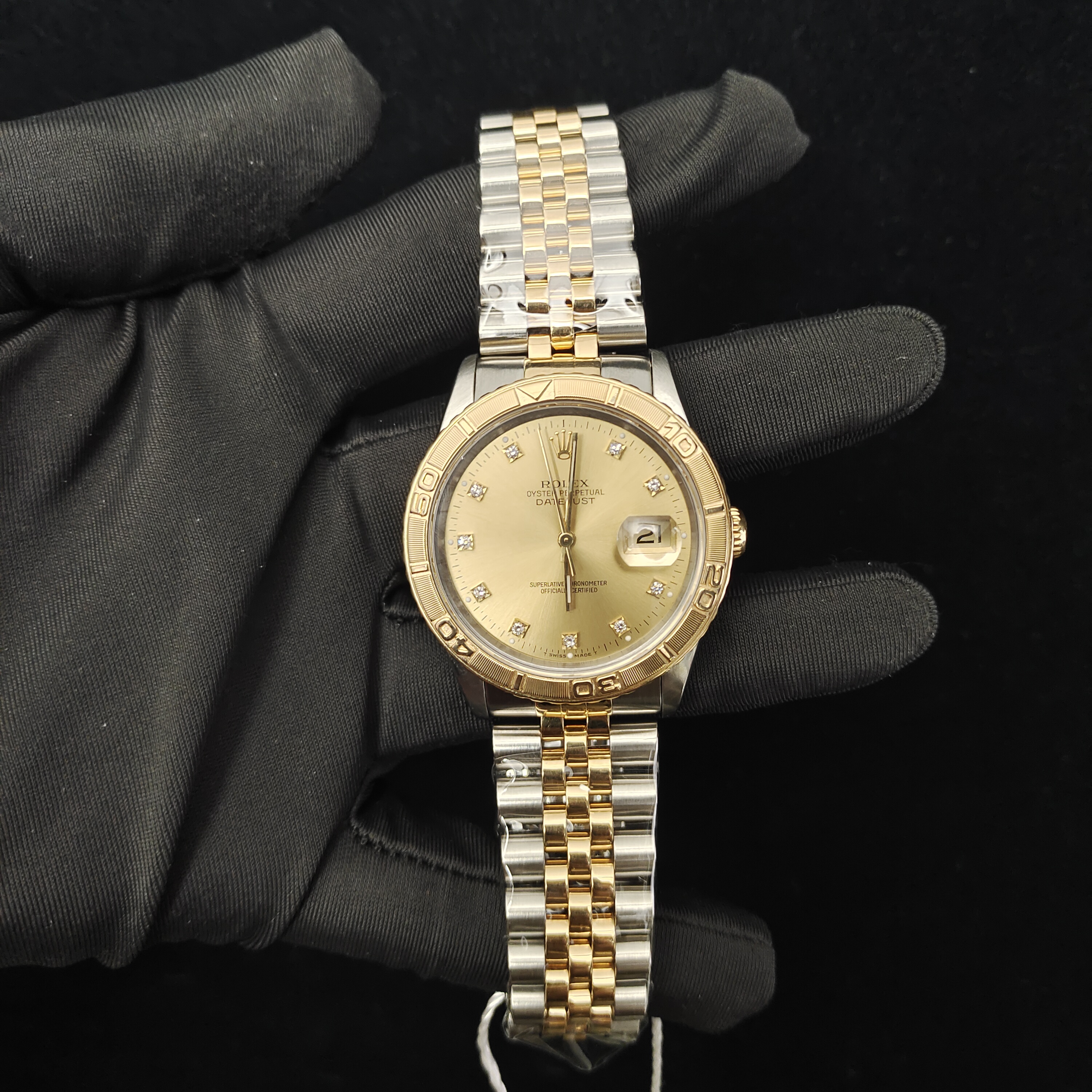99新 Rolex/劳力士 日志-自动机械-A1298-金盘小包钻特殊圈-36mm