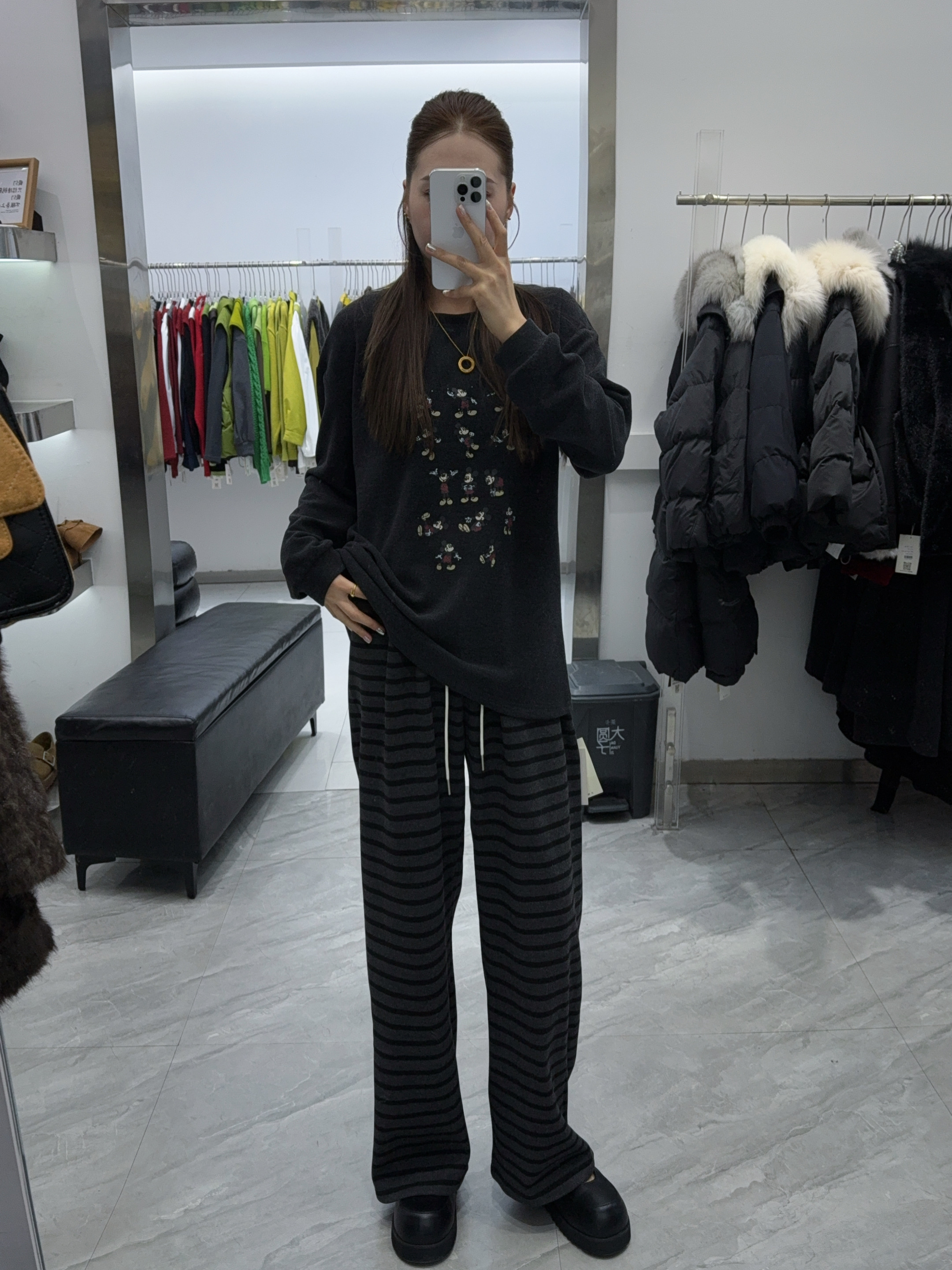 大圆子家定制条纹裤13690