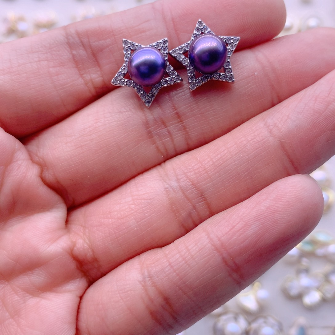 淡水珍珠合金耳饰