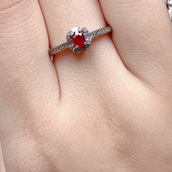 戒指银S925镶嵌红宝石