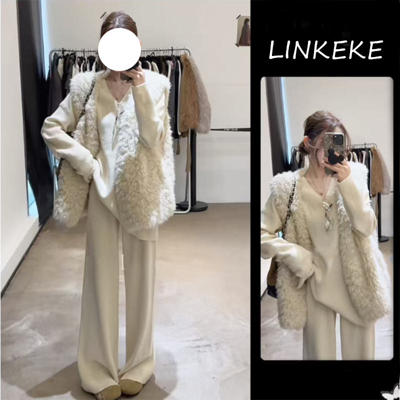 韩版时尚慵懒风羊羔毛马甲外套秋冬大码女装胖MM加厚保暖气质马夹